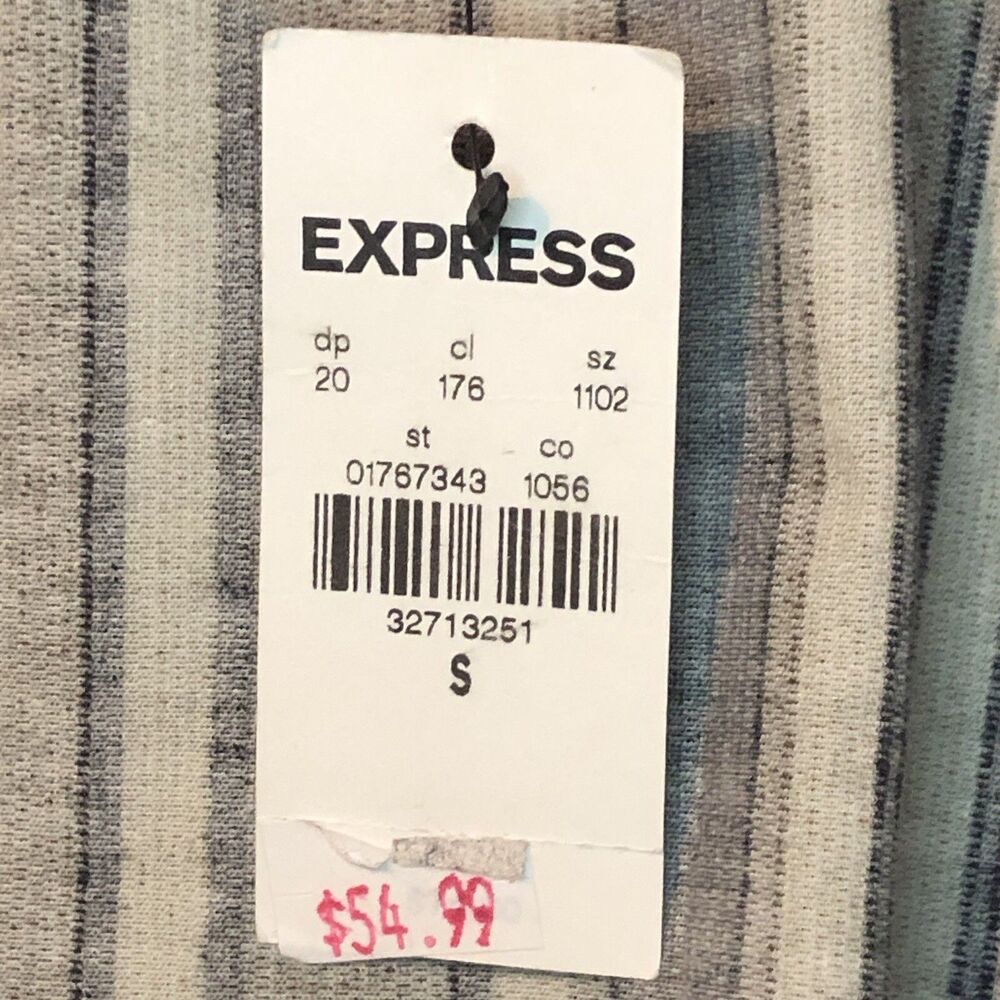 Mens Express Shirt S Corduroy Striped Brown Black Button Down Long Sleeve NWT - Picture 5 of 6